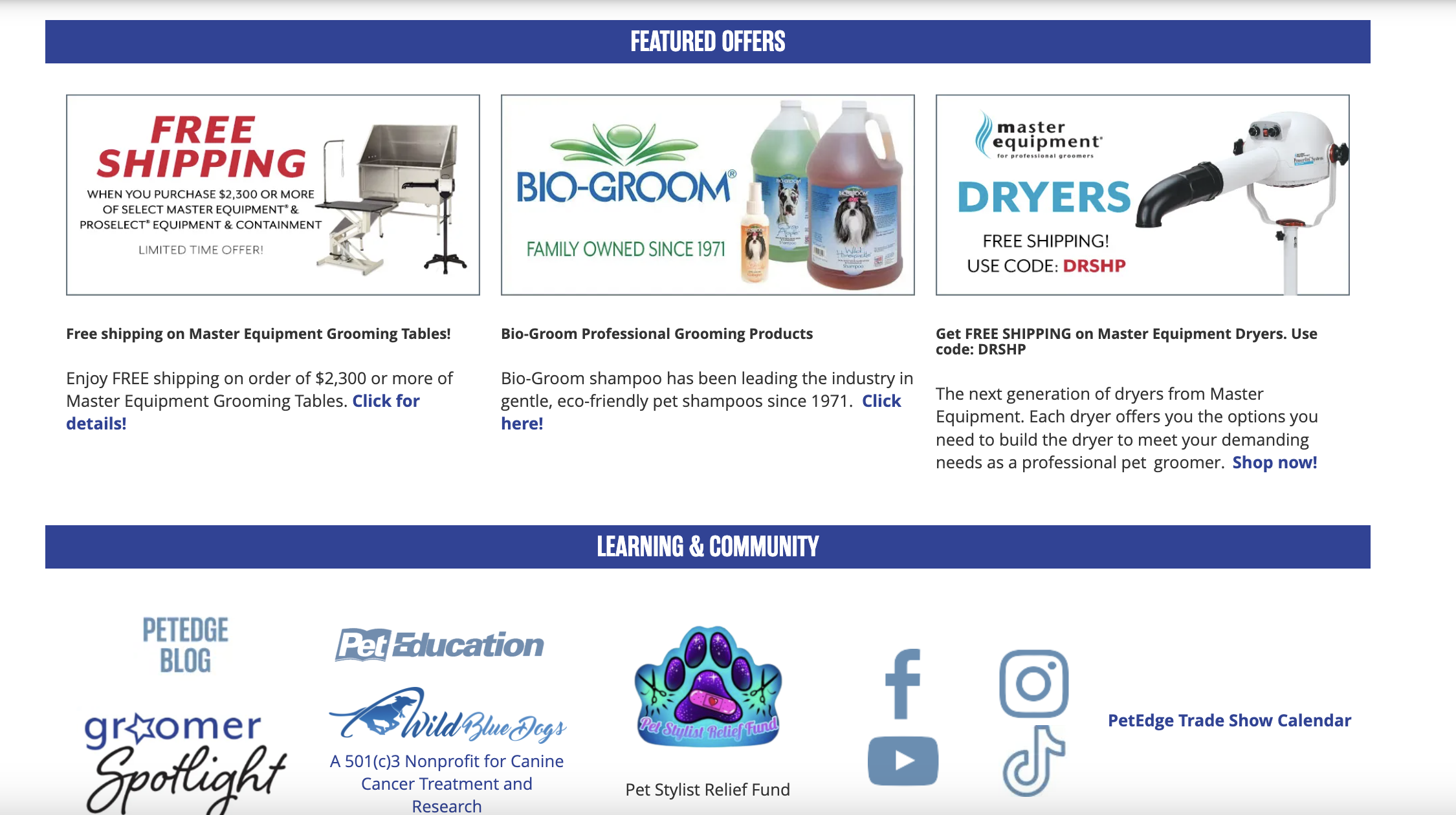 Featured offers and learning community